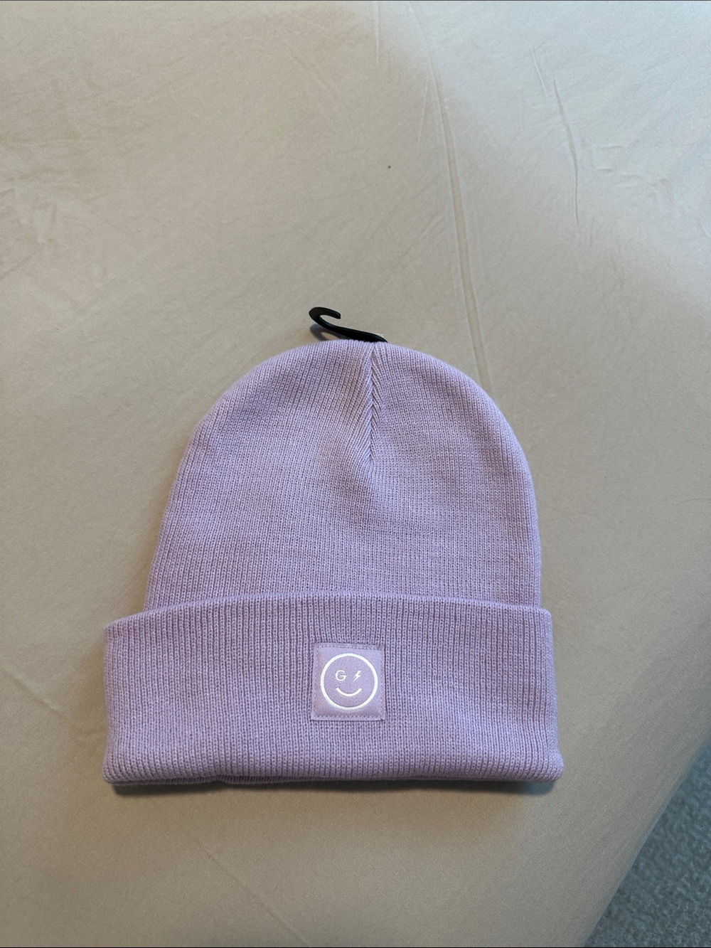 Gilly Hicks  Lavender Beanie Hat with Smiley Patch